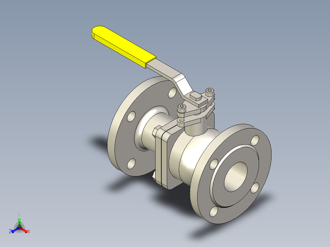 管道手动球阀-水管开关阀-手动阀门DN50铸钢球阀正等轴测图