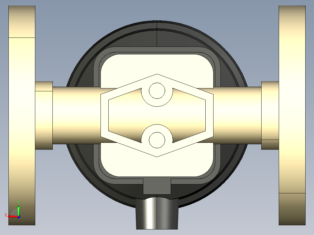 9DKOMCP DA 气动隔膜阀双作用，固定法兰钻孔PN10 16。面对面根据EN 558-1 PP-H后视图