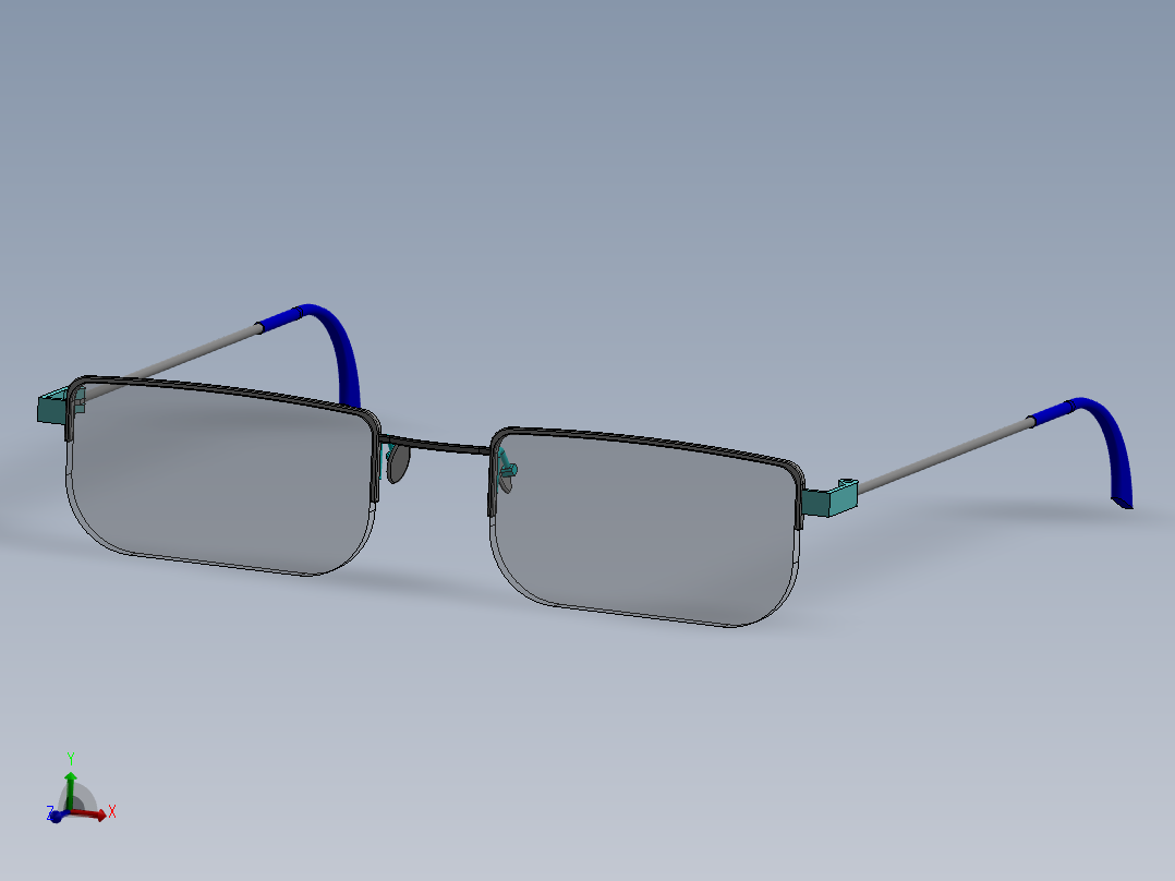 半框玻璃眼镜主视图