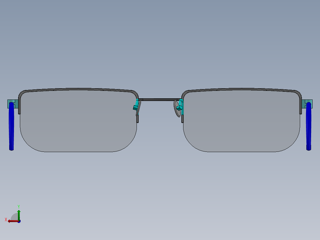 半框玻璃眼镜后视图