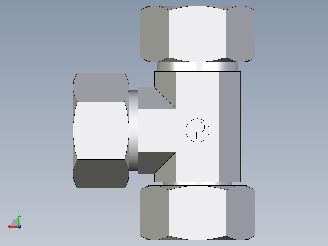 卡套式工业通用硬管接头EO_Swivel_nut_run_tee_EL18ZLCF后视图