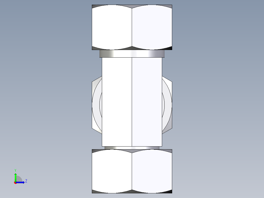 卡套式工业通用硬管接头EO_Swivel_nut_run_tee_EL18ZLCF左视图