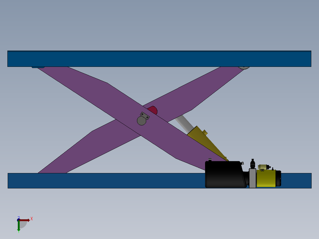 1吨单剪叉液压平台SW三维图前视图