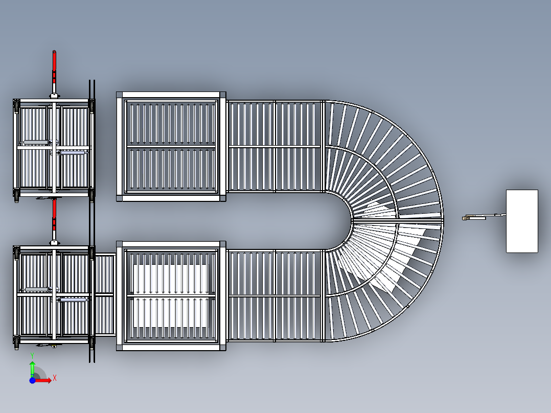 U型辊筒输送线前视图