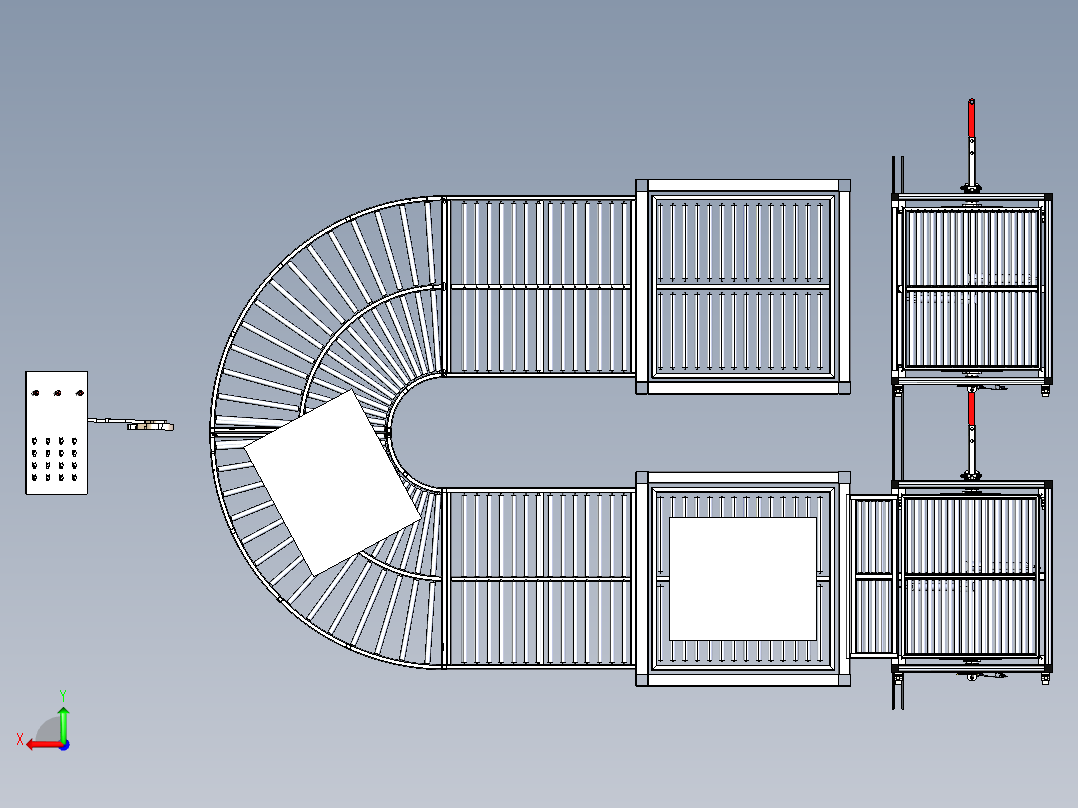 U型辊筒输送线后视图