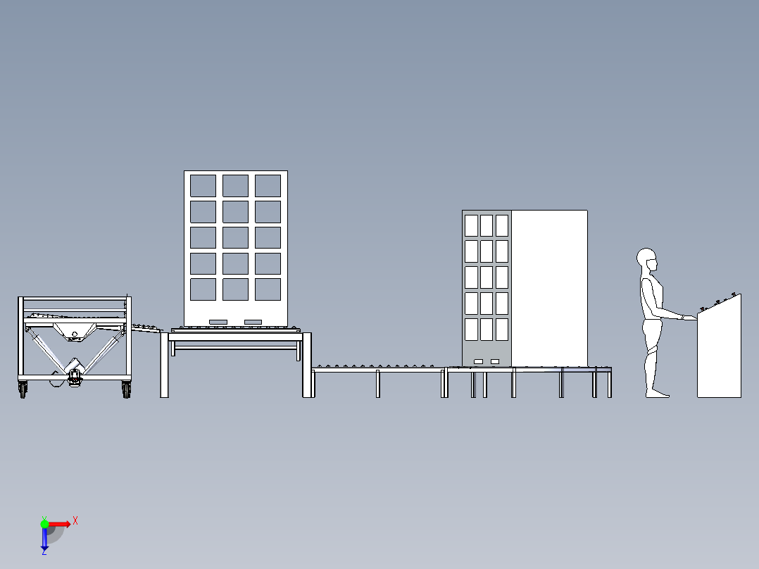 U型辊筒输送线俯视图