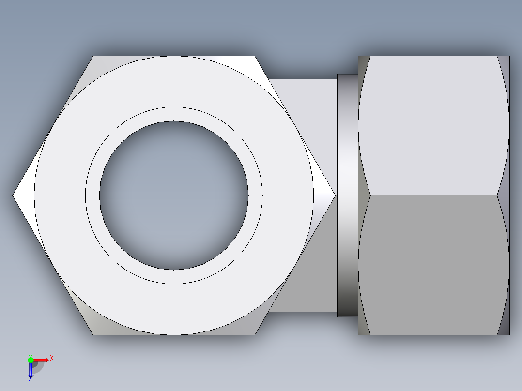 卡套式工业通用硬管接头EO_Swivel_nut_run_tee_EL38S71俯视图