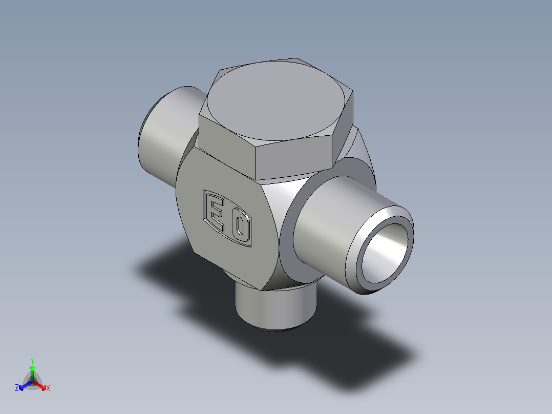 卡套式工业通用硬管接头EO_High_pressure_banjo_tee_TH06LMOMD71正等轴测图