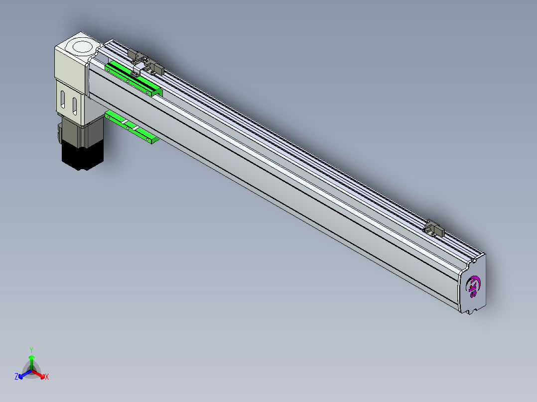 同步带滑台-半封闭B10-L90-S650-L-P40-D3正等轴测图