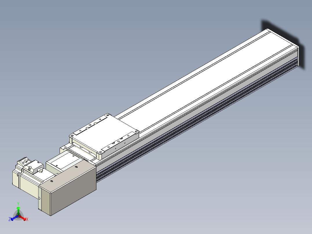 同步带全封闭直线模组TPA-HCB-105D-90-L450-MR-Y-P20-N3正等轴测图