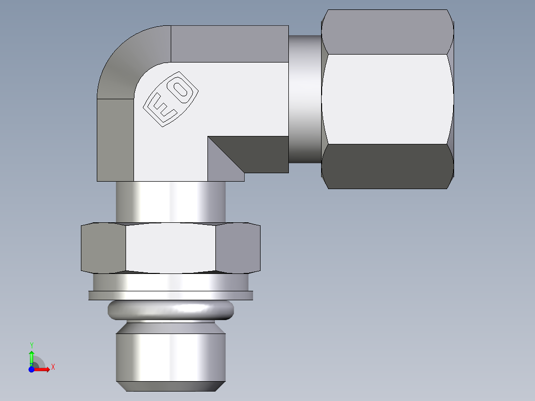 卡套式工业通用硬管接头EO_Adjustable_Locknut_elbow_WEE08LMORCF前视图