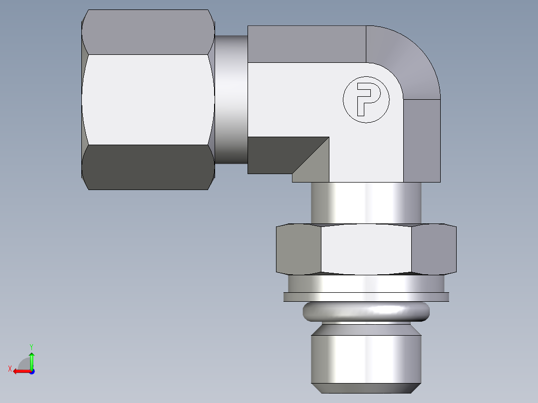 卡套式工业通用硬管接头EO_Adjustable_Locknut_elbow_WEE08LMORCF后视图