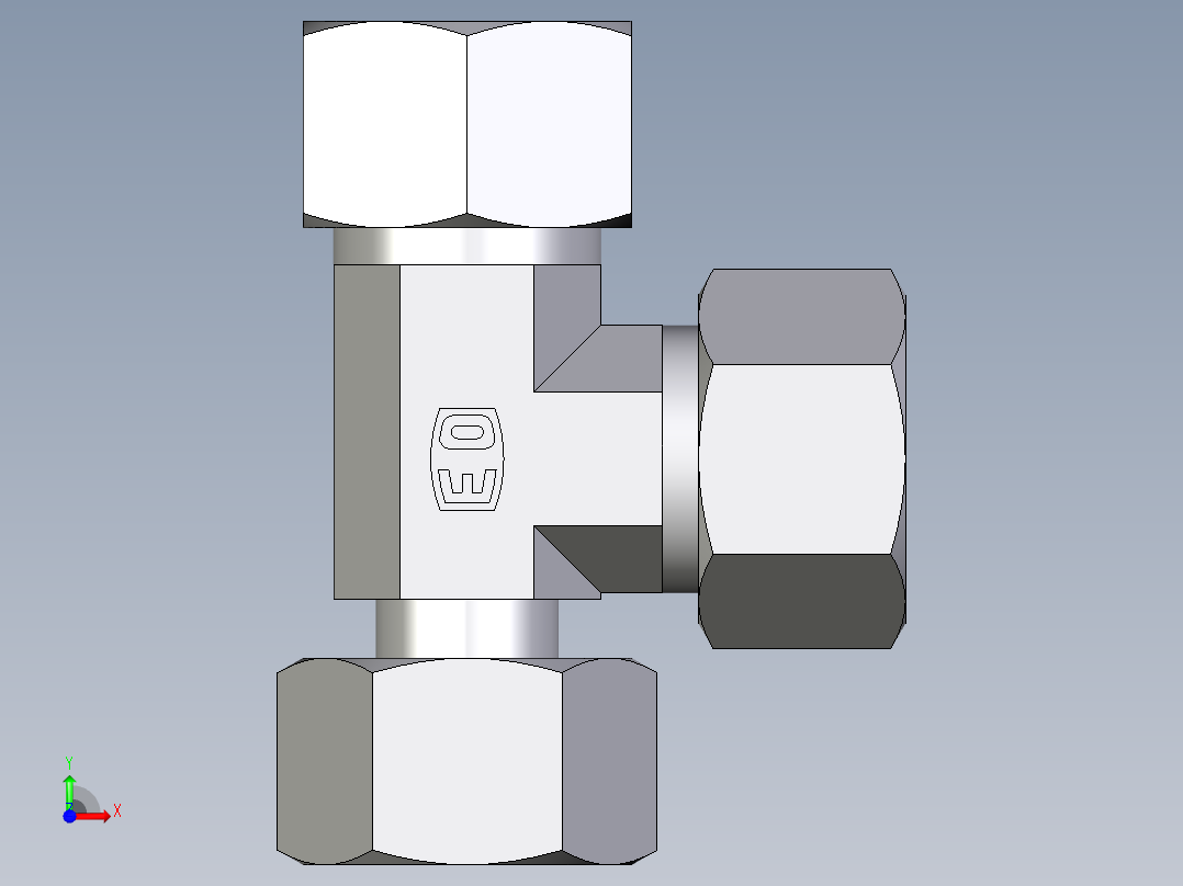 卡套式工业通用硬管接头EO_Standpipe_run_tee_EVL15LCF前视图