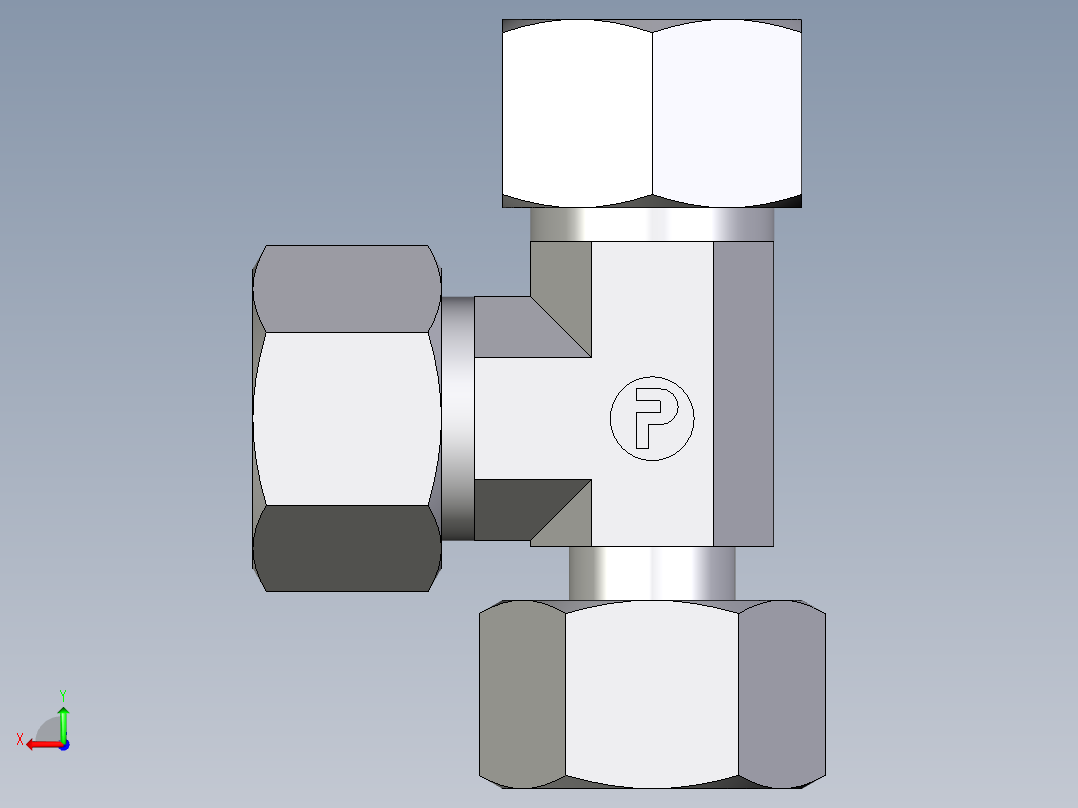 卡套式工业通用硬管接头EO_Standpipe_run_tee_EVL15LCF后视图