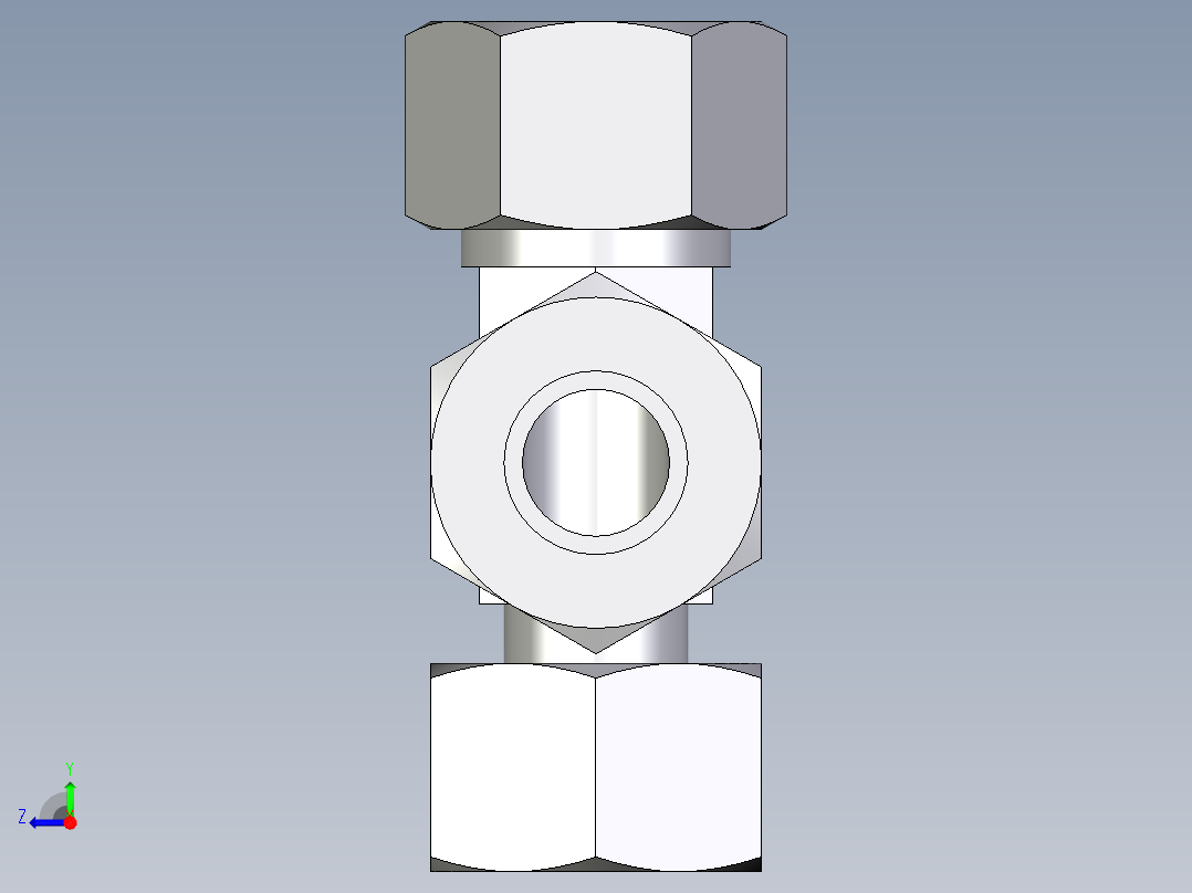 卡套式工业通用硬管接头EO_Standpipe_run_tee_EVL15LCF右视图