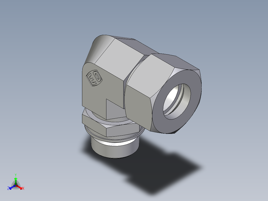 卡套式工业通用硬管接头EO_Adjustable_Locknut_elbow_WEE18ZLMORCF主视图