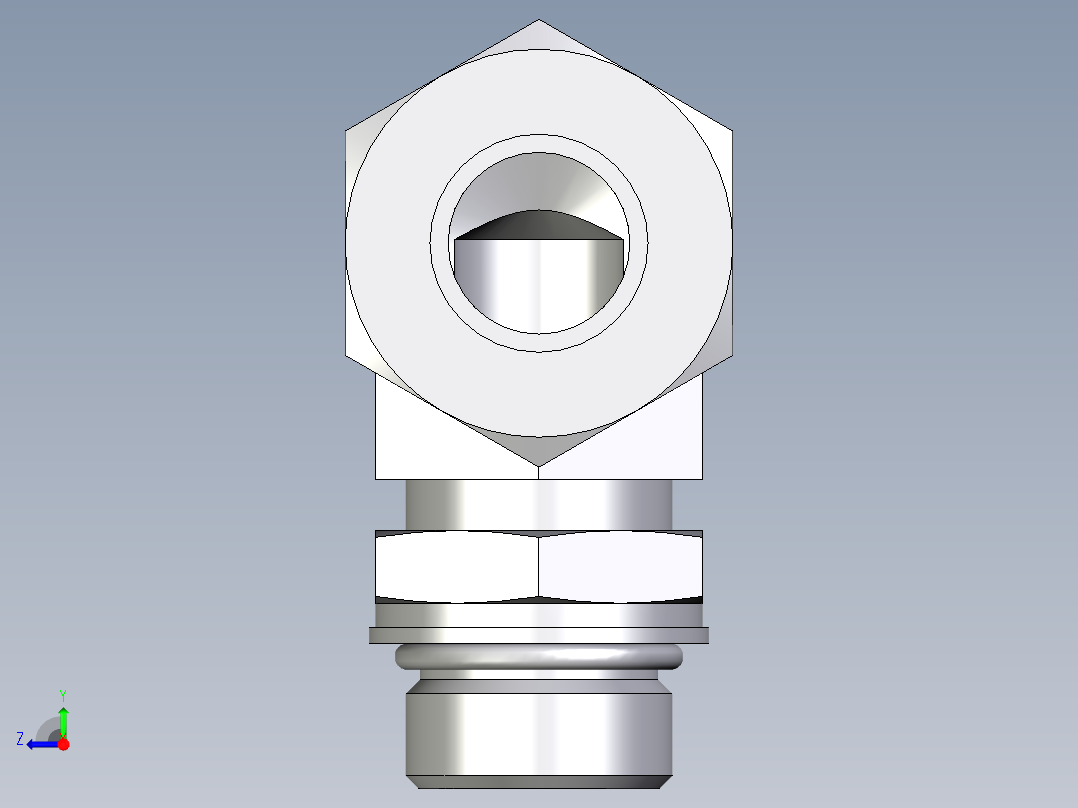 卡套式工业通用硬管接头EO_Adjustable_Locknut_elbow_WEE18ZLMORCF右视图