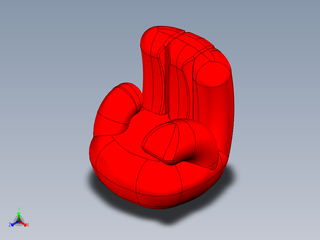 手指沙发模型正等轴测图