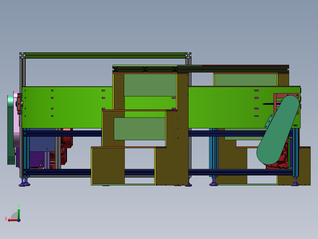 90度转弯皮带机 180度转弯皮带机 输送机 流水线 机械设备 3D模型 (1)后视图