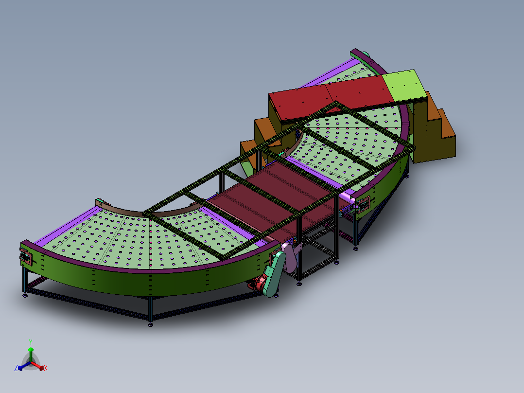 90度转弯皮带机 180度转弯皮带机 输送机 流水线 机械设备 3D模型 (1)正等轴测图