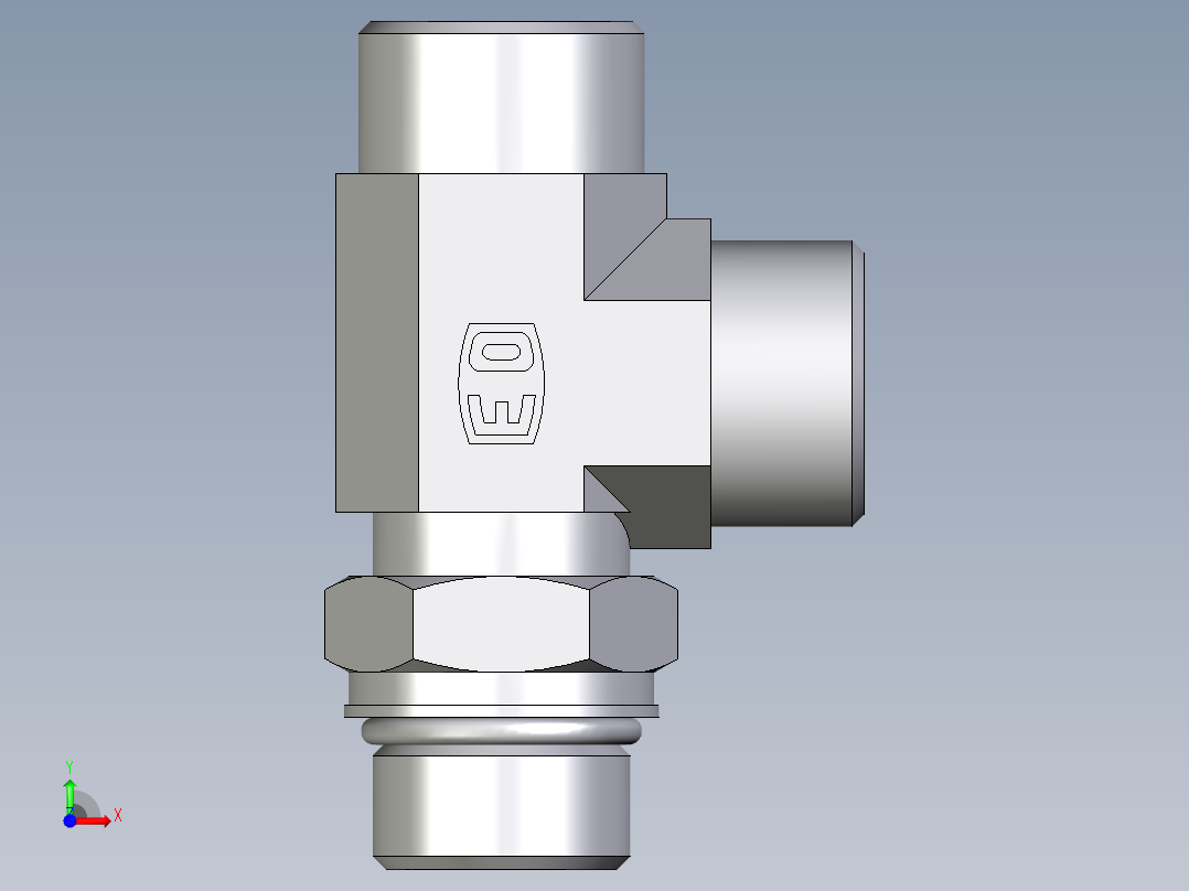 卡套式工业通用硬管接头EO_Adjustable_locknut_run_tee_LEE20SMOROMDCF前视图