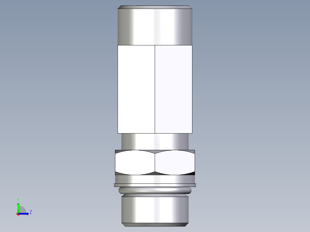 卡套式工业通用硬管接头EO_Adjustable_locknut_run_tee_LEE20SMOROMDCF左视图
