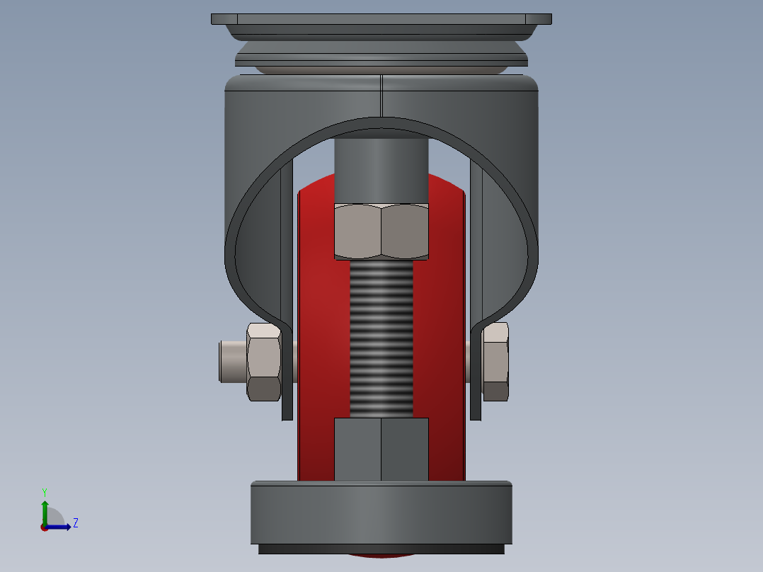 3寸脚轮模型左视图