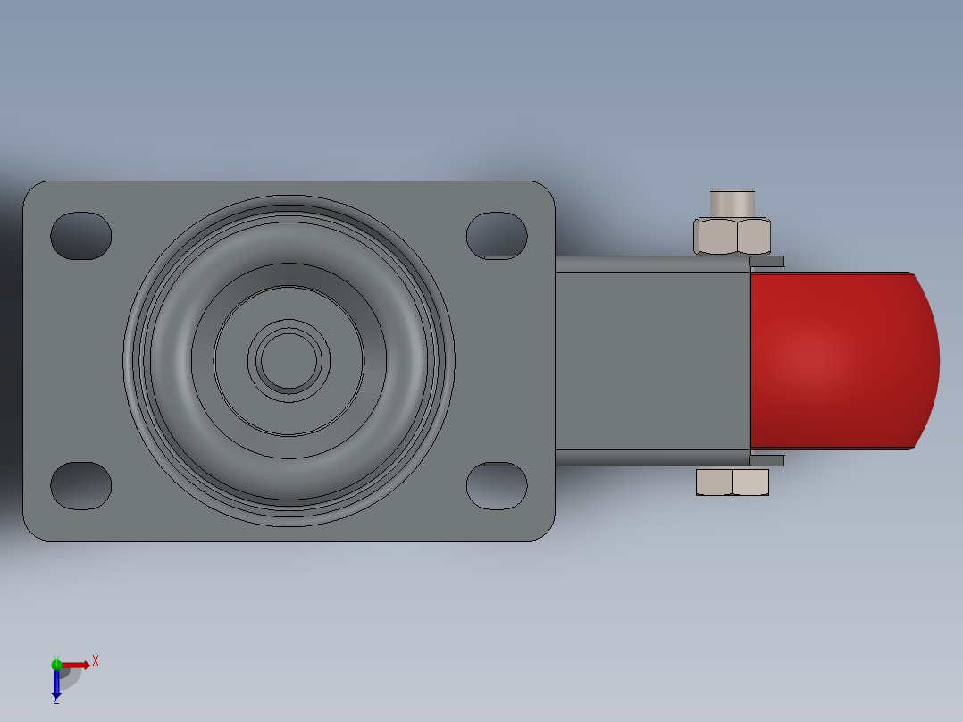 3寸脚轮模型俯视图