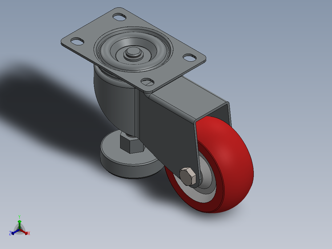 3寸脚轮模型正等轴测图