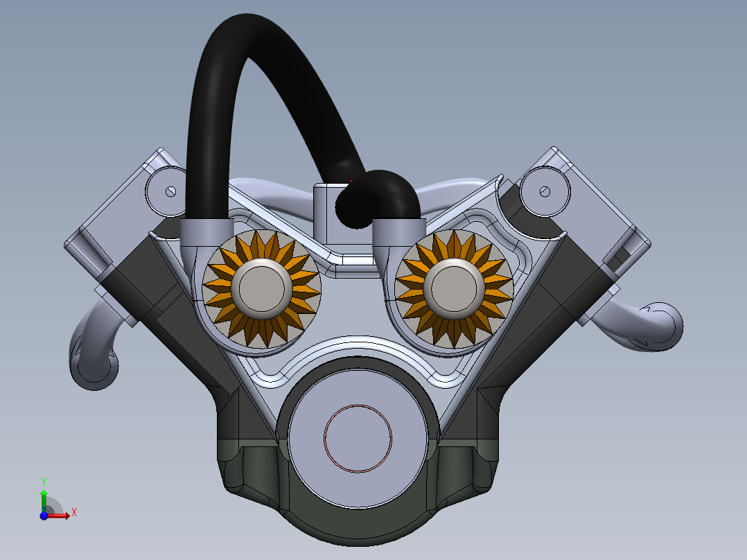 四冲程V-6发动机前视图