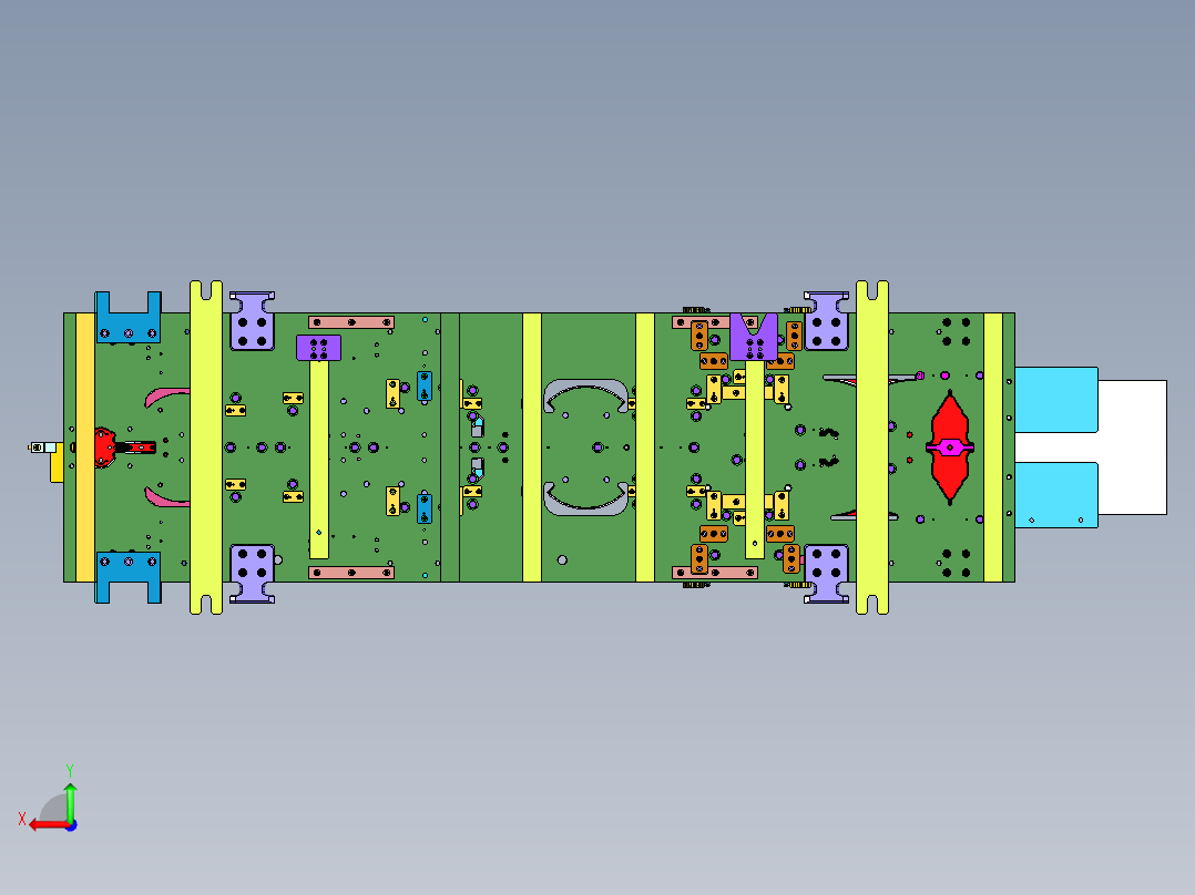 汽车车身钢板多工位级进模后视图