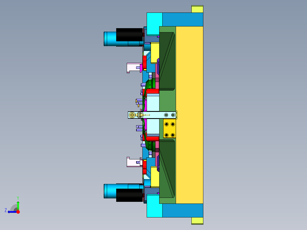 汽车车身钢板多工位级进模右视图