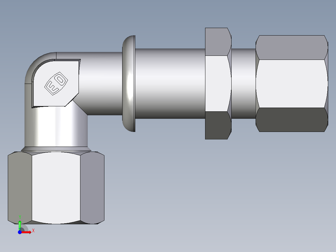 卡套式工业通用硬管接头EO_Bulkhead_elbow_WSV08ZSCF前视图