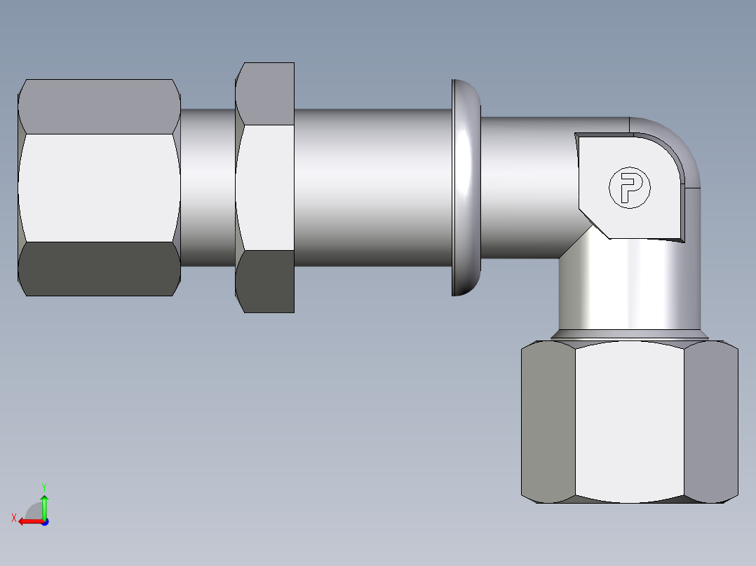 卡套式工业通用硬管接头EO_Bulkhead_elbow_WSV08ZSCF后视图