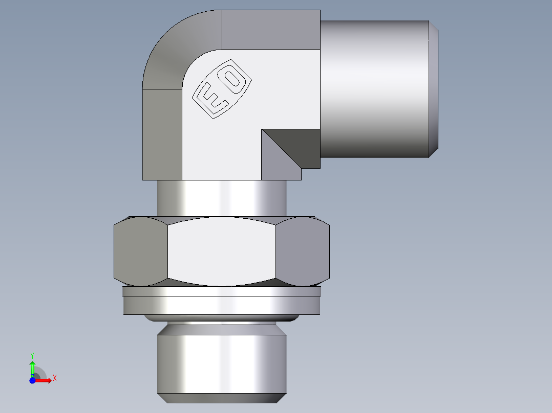卡套式工业通用硬管接头EO_Adjustable_Locknut_elbow_WEE06SROMDCF前视图