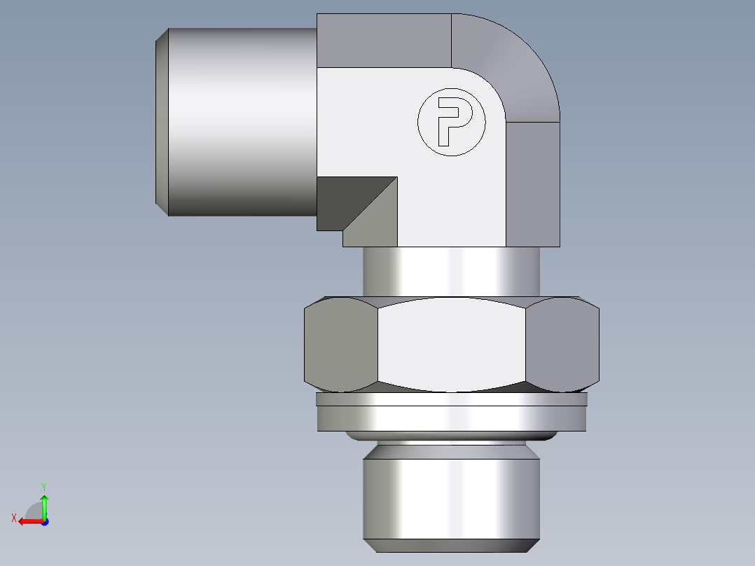 卡套式工业通用硬管接头EO_Adjustable_Locknut_elbow_WEE06SROMDCF后视图