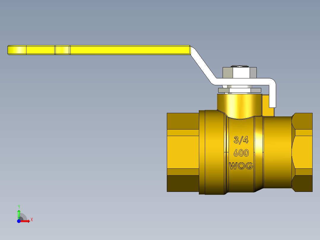 管道手动球阀-水管开关阀-手动阀门铜球阀DN20前视图