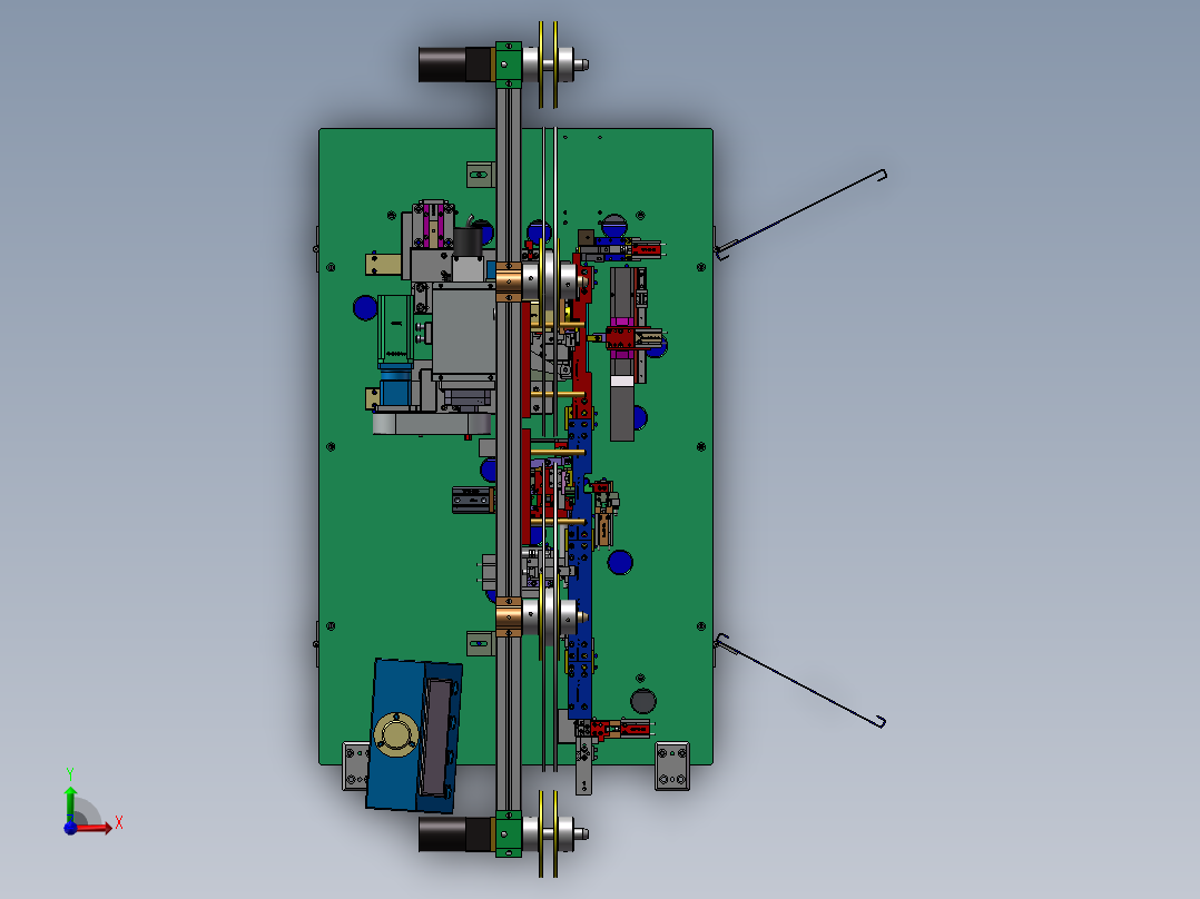 B12_插针机包含新式气缸插针机构和凸轮插针机构前视图