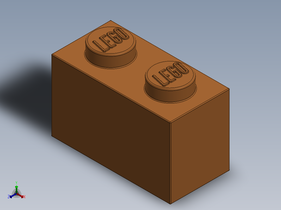 乐高套装 4421基本积木-4121739 - 3004 Bright Orange Brick 1 x 2.SLDPRT正等轴测图