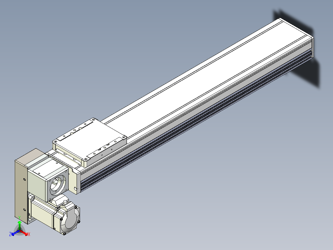 同步带全封闭直线模组TPA-HCB-105D-90-L500-LP-Y-P20-N3正等轴测图