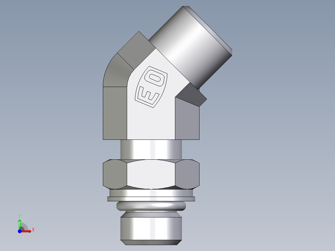 卡套式工业通用硬管接头EO_Adjustable_locknut_45_deg_elbow_VEE08SMOROMDCF前视图