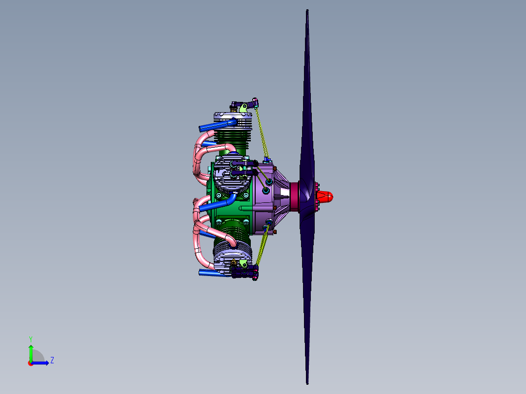星形螺旋桨柴油发动机驱动左视图