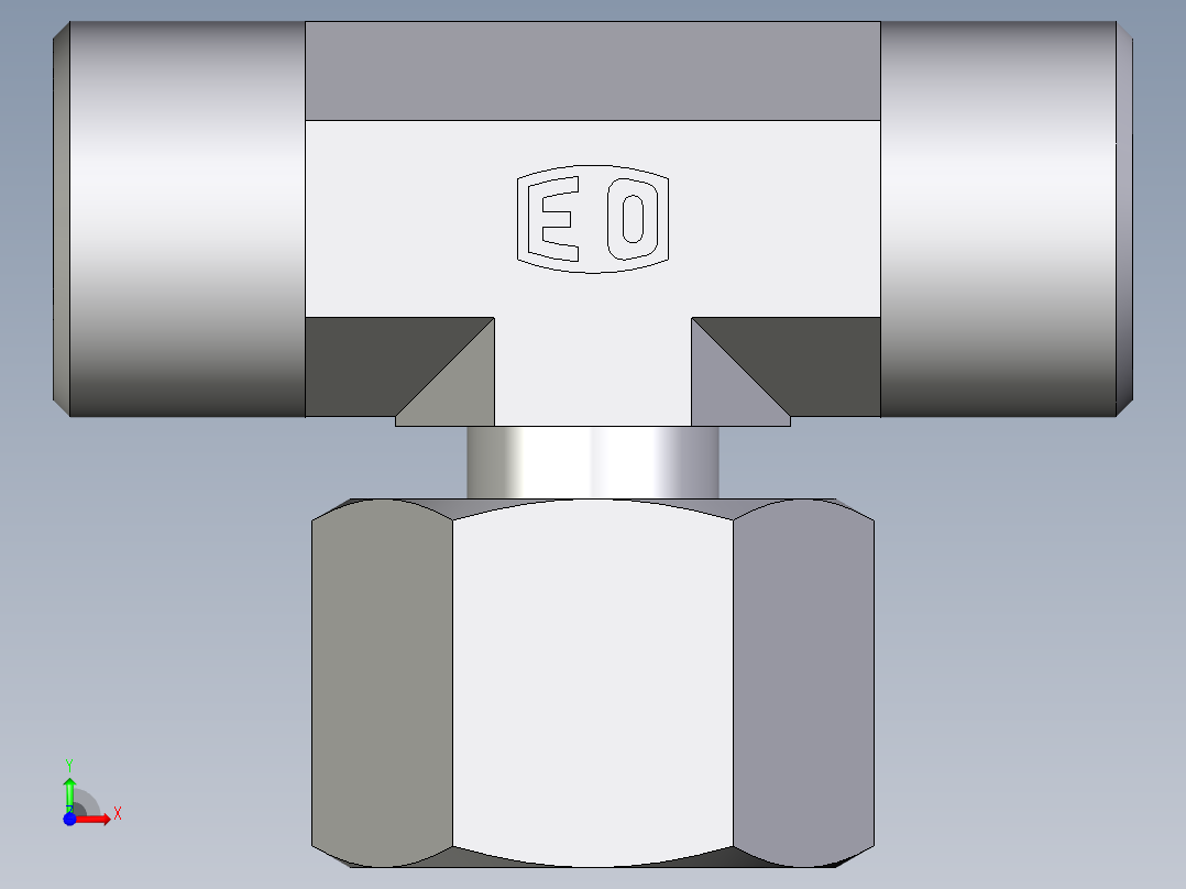 卡套式工业通用硬管接头EO_Standpipe_branch_tee_EVT14SOMD71前视图