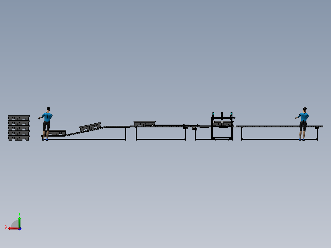 托盘栈板自动打标3d方案图自动喷码线贴标机图纸喷码机图纸后视图
