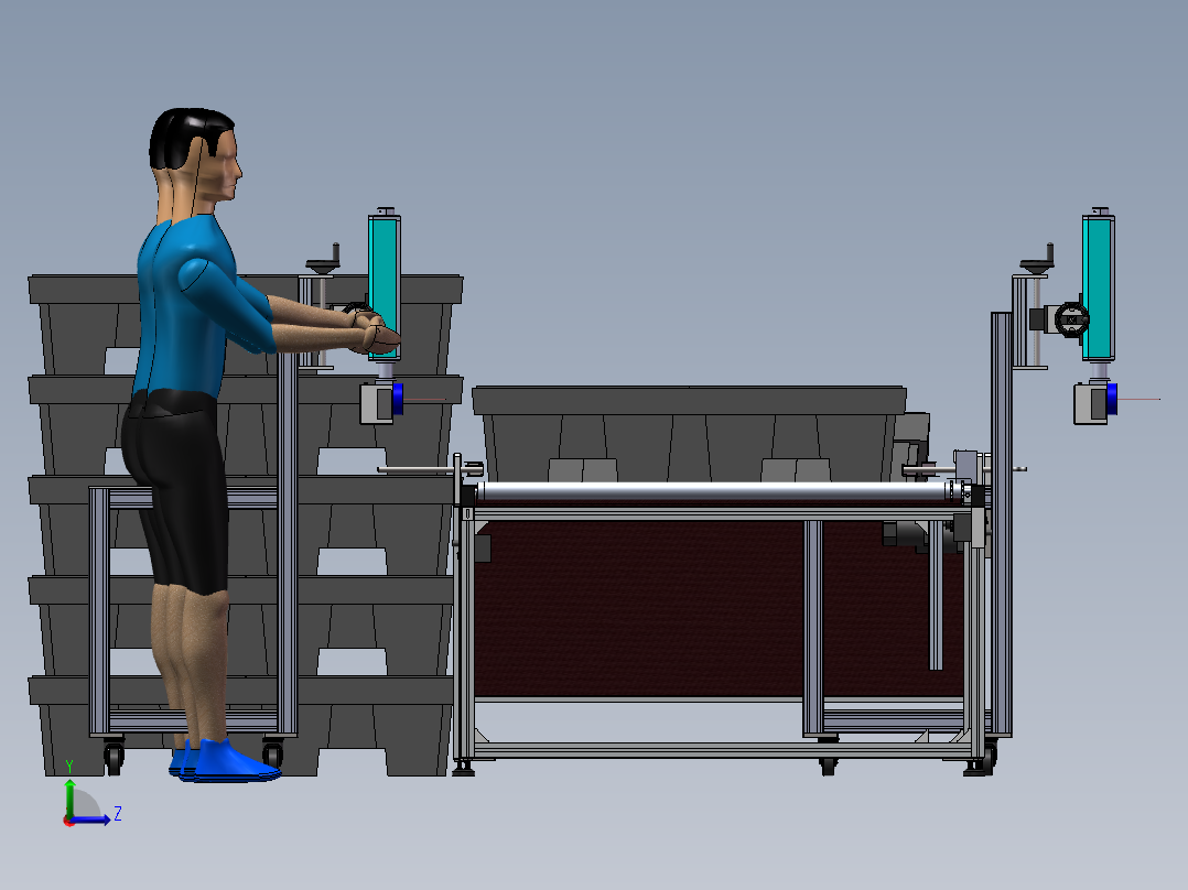 托盘栈板自动打标3d方案图自动喷码线贴标机图纸喷码机图纸左视图