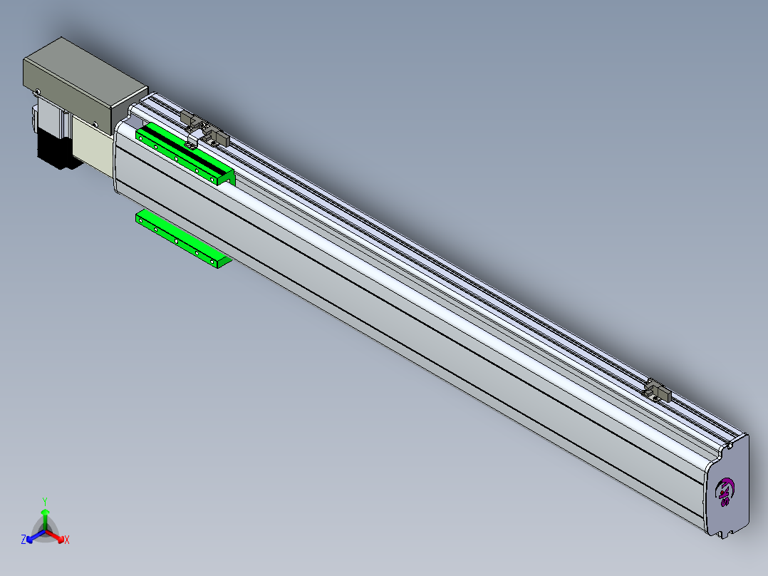 同步带滑台-半封闭B13H-L45-S750-R-P40-D3正等轴测图