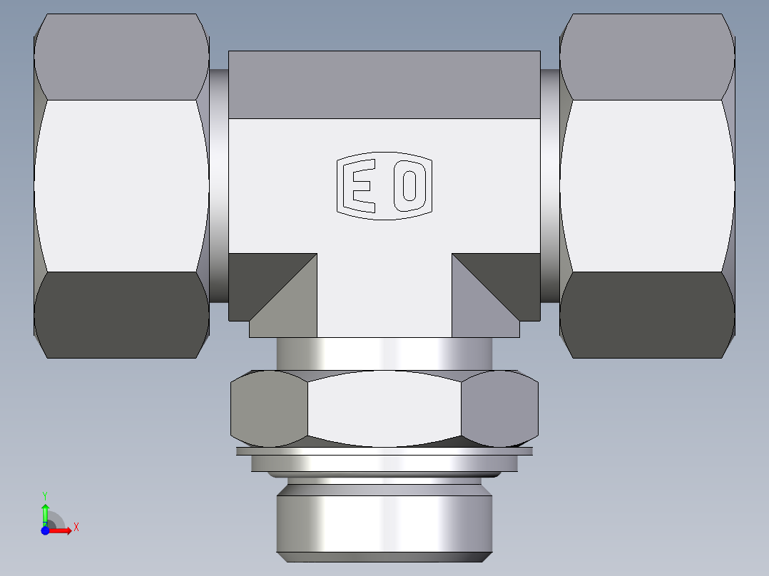 卡套式工业通用硬管接头EO_Adjustable_locknut_branch_tee_TEE25ZSRCF前视图