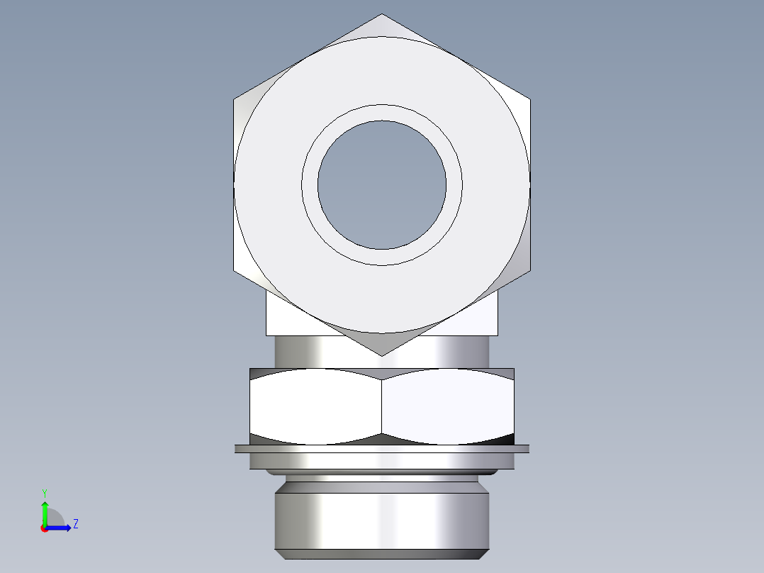 卡套式工业通用硬管接头EO_Adjustable_locknut_branch_tee_TEE25ZSRCF左视图