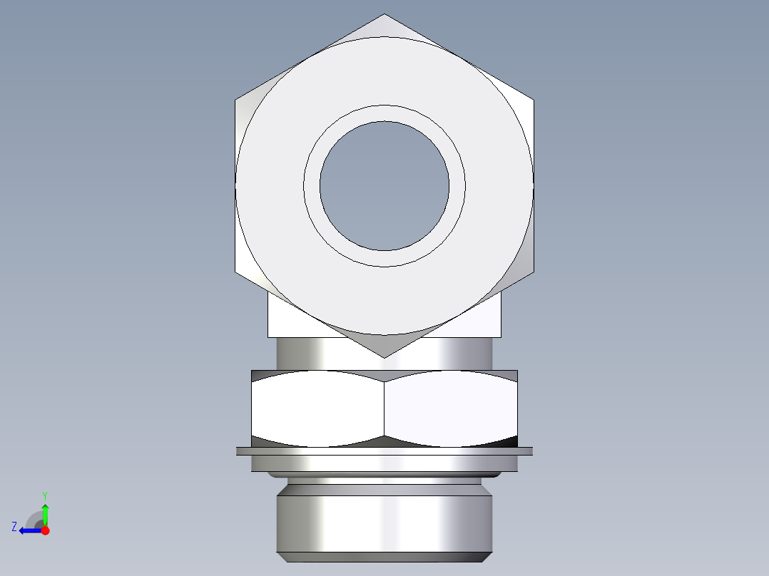 卡套式工业通用硬管接头EO_Adjustable_locknut_branch_tee_TEE25ZSRCF右视图