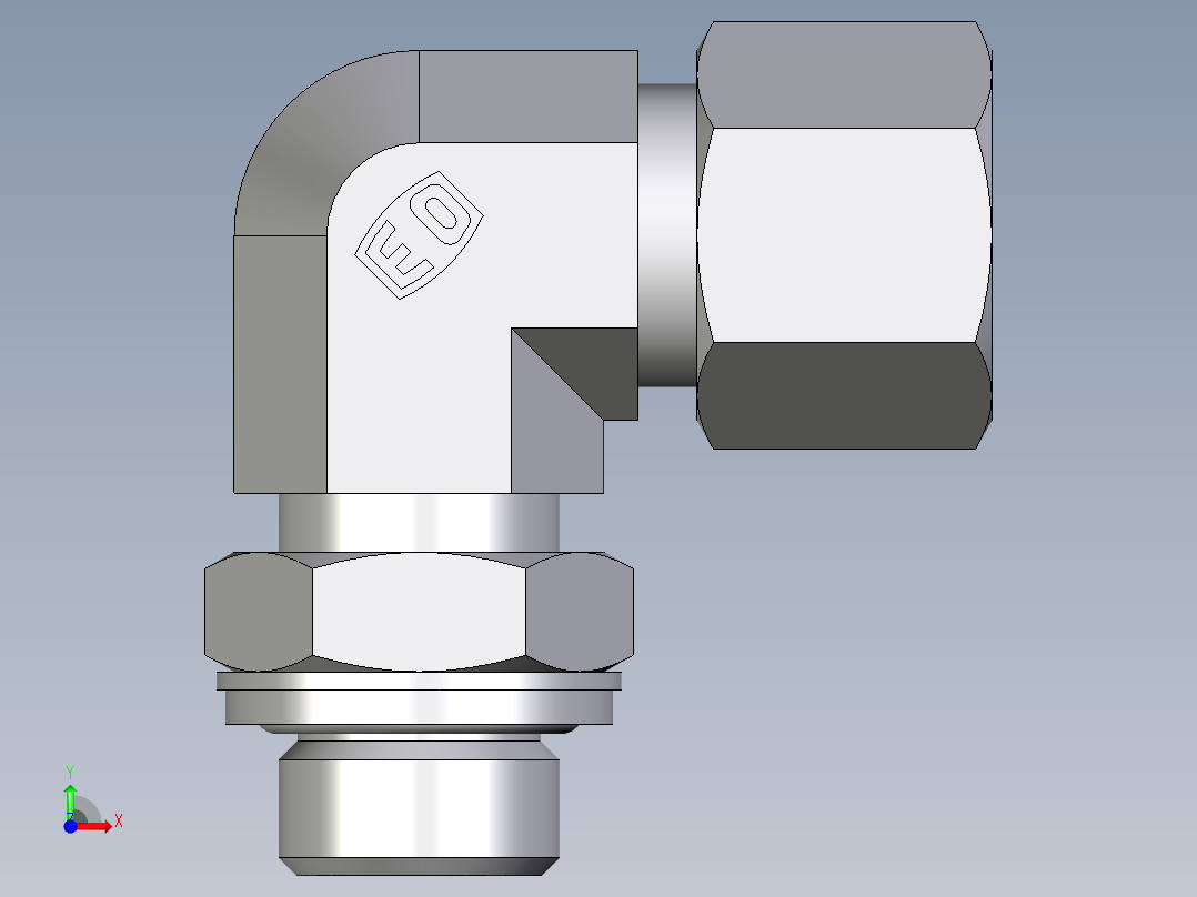 卡套式工业通用硬管接头EO_Adjustable_Locknut_elbow_WEE10ZSRCF前视图